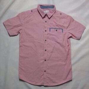 CRAFT + FLOW boys SHIRT red PINK button-down SHORT big boy SIZE 10/12 MEDIUM